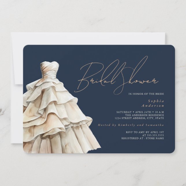 Invitation Fête des mariées de robe Mariage beige de la marin (Devant)