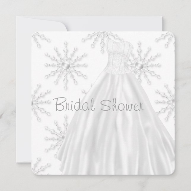 Invitation Fête des mariées de robe Mariage de Snowflakes bla (Devant)