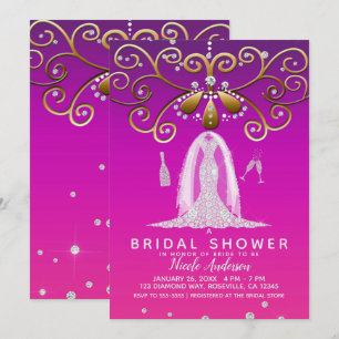 Invitation Fête des mariées de robe Mariage en or rose Glam D