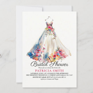 Invitation Fête des mariées de robe Mariage florale