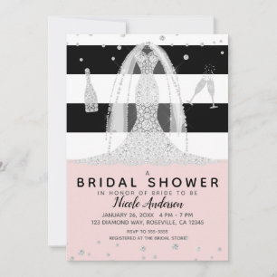 Invitation Fête des mariées de robe Mariage rose Diamond