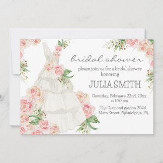 Invitation Fête des mariées de robe Mariage rose pâle