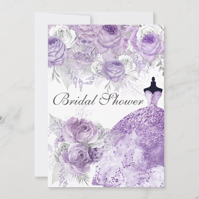 Invitation Fête des mariées de robe Rose de lavande violet (Devant)