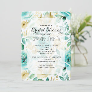 Invitation Fête des mariées de Rose Aqua Mint White Cream Gol