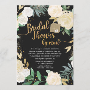 Invitation Fête des mariées de Roses Floral Gold Blanc par la
