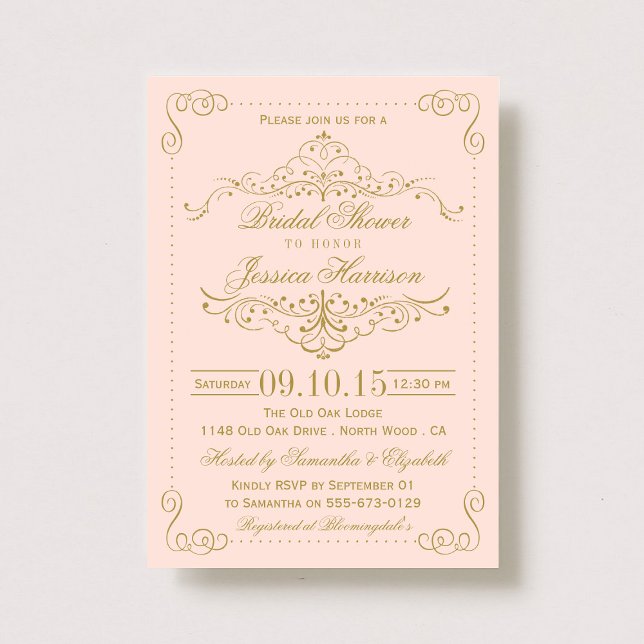 Invitation Fête des mariées de rotation orange rose et or (Créateur téléchargé)