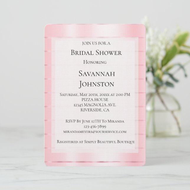Invitation Fête des mariées de ruban rose (Debout devant)
