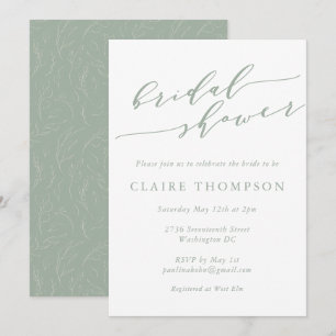 Invitation Fête des mariées de script Botanique Rustique Sage