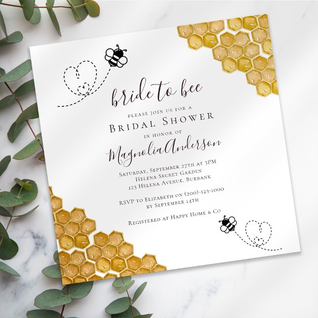 Invitation Fête des mariées de script Bride vers Bee (Créateur téléchargé)