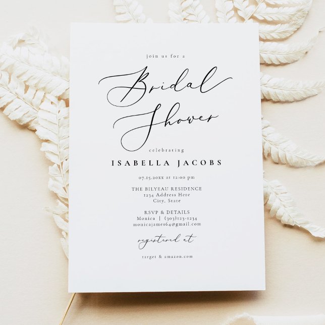 Invitation FÊTE DES MARIÉES de script de calligraphie Elegant (Créateur téléchargé)