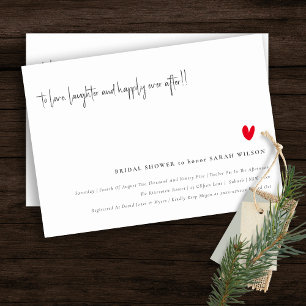 Invitation Fête des mariées de script de coeur rouge minimale