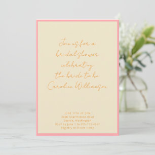 Invitation Fête des mariées de script de crème rose géométriq