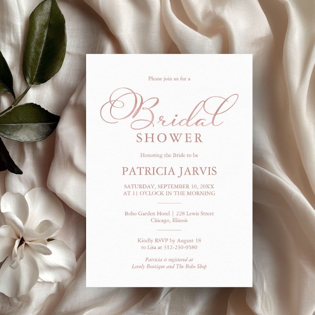 Invitation Fête des mariées de script de purge d'or Rose Deli (Créateur téléchargé)