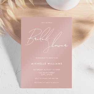 Invitation Fête des mariées de script élégante simple Dusty R