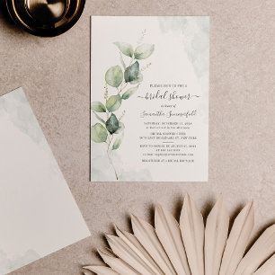 Invitation Fête des mariées de script Eucalyptus botanique