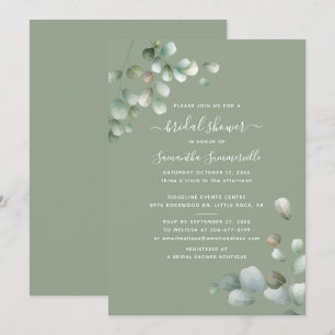 Invitation Fête des mariées de script Eucalyptus Greenery