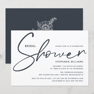 Invitation Fête des mariées de script moderne minimaliste sim