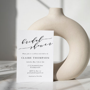 Invitation Fête des mariées de script noir blanc classique mi