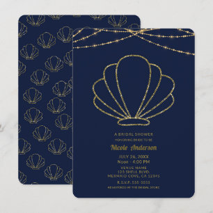 Invitation Fête des mariées de sirène marine Blue & Gold Sea