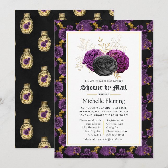 Invitation Fête des mariées de sorcière gothique par courrier (Devant / Derrière)