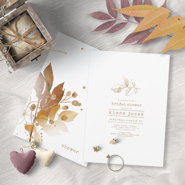 Invitation Fête des mariées de splash d'automne d'or ID655 (Front/Back In Situ)
