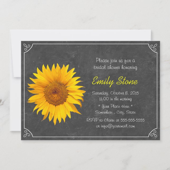 Invitation Fête des mariées de tableau de bord de tournesol à (Devant)