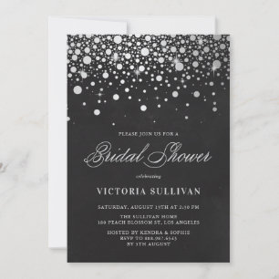 Invitation Fête des mariées de tableau noir Faux Silver Foil 
