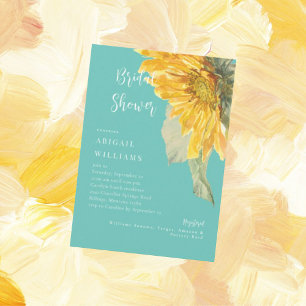 Invitation Fête des mariées de tem de tournesol turquoise