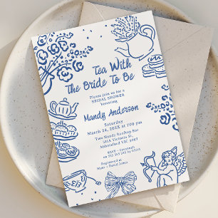 Invitation Fête des mariées de thé cerub dessinée à la main e