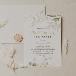 Invitation Fête des mariées de thé Gold Green Foliing