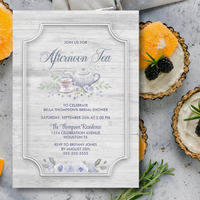 Invitation Fête des mariées de thé rustique en bois après-mid (Créateur téléchargé)