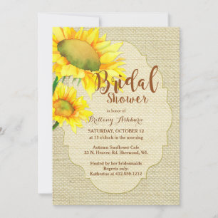 Invitation Fête des mariées de tournesol Burlap rustique