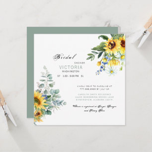 Invitation Fête des mariées de tournesol coloré Sage