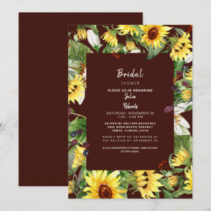 Invitation Fête des mariées de tournesol en Bourgogne profond