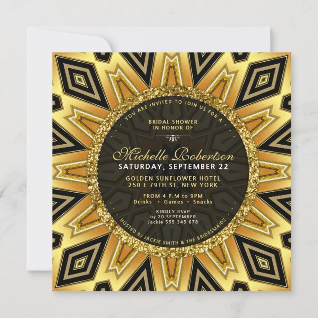 Invitation Fête des mariées de tournesol géométrique Invitati (Dos)
