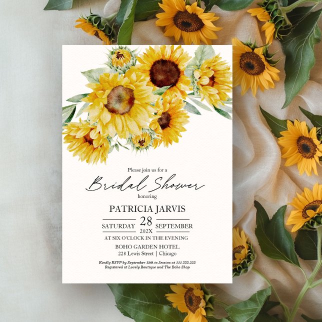 Invitation Fête des mariées de tournesol rustique chic (Créateur téléchargé)