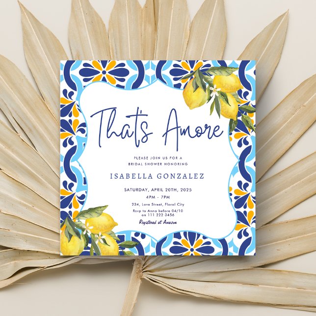 Invitation Fête des mariées de tuiles de Majolica en Méditerr (Amore Mediterranean Majolica Tiles Bridal Shower Invitation)