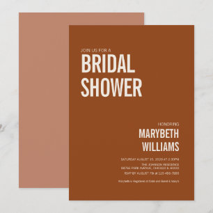 Invitation Fête des mariées de typographie en terre cuite sim
