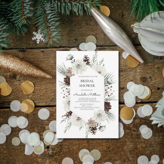 Invitation Fête des mariées de vacances d'hiver rustique (Créateur téléchargé)