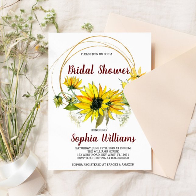 Invitation Fête des mariées de verdure des tournesols et des  (Créateur téléchargé)