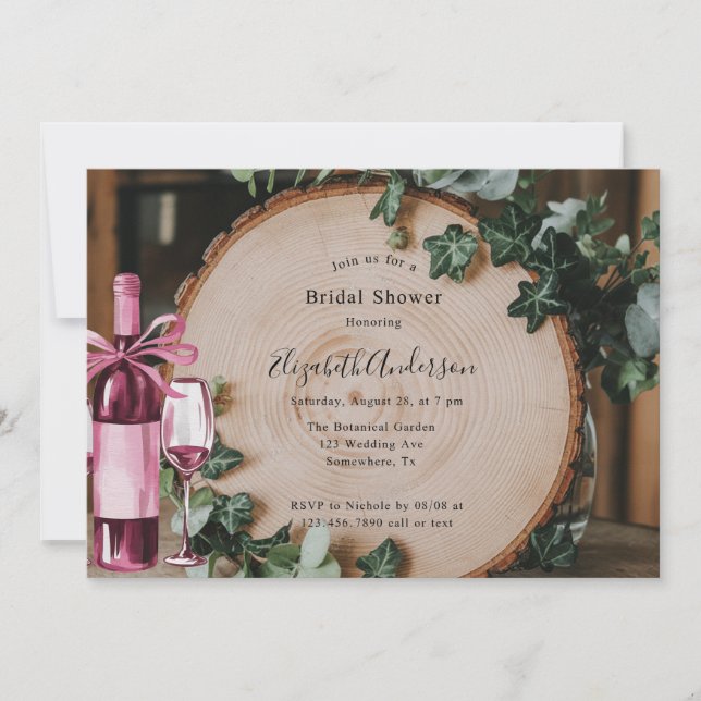 Invitation Fête des mariées de verdure rustique et tranche de (Devant)