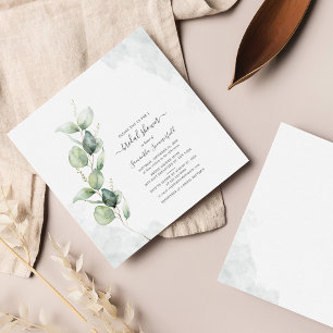 Invitation Fête des mariées de verdure simple et élégante Euc