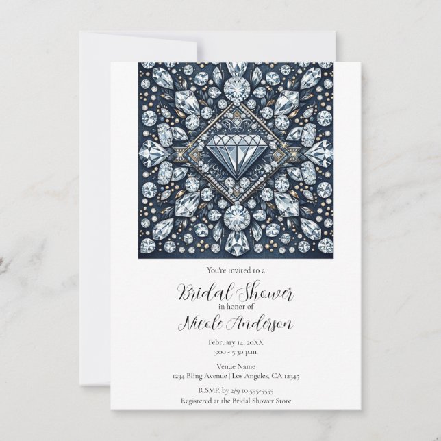 Invitation Fête des mariées de verre à bille de Denim et Diam (Devant)