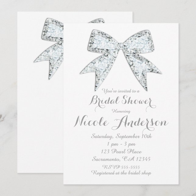 Invitation Fête des mariées de verre à bille de diamant blanc (Devant / Derrière)