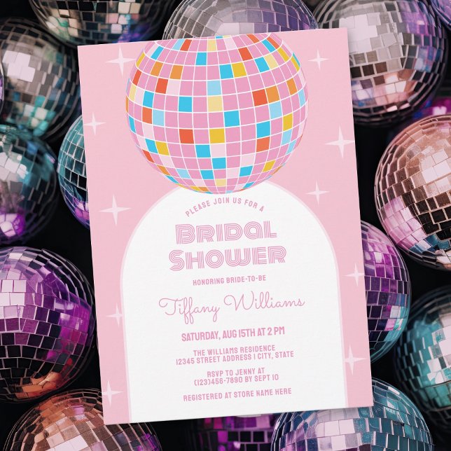 Invitation Fête des mariées de verre disco rose esthétique mo (Créateur téléchargé)