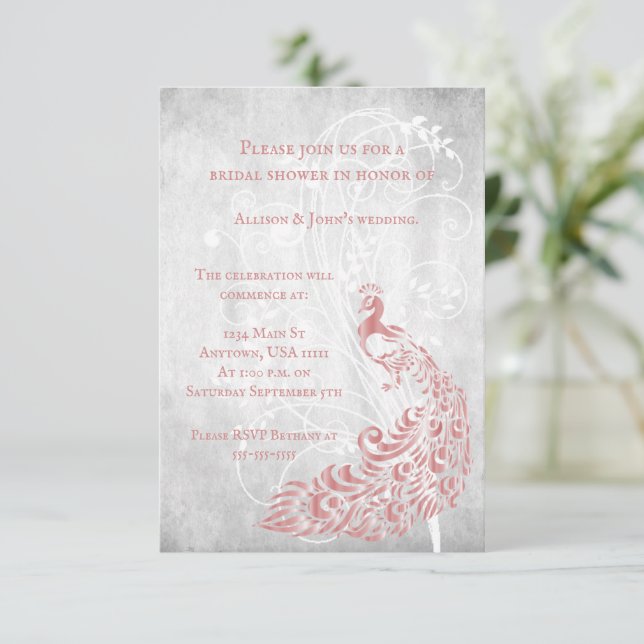 Invitation Fête des mariées de vigne Pink Peacock  (Debout devant)