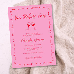 Invitation Fête des mariées de vin rose et rouge tracée à la 
