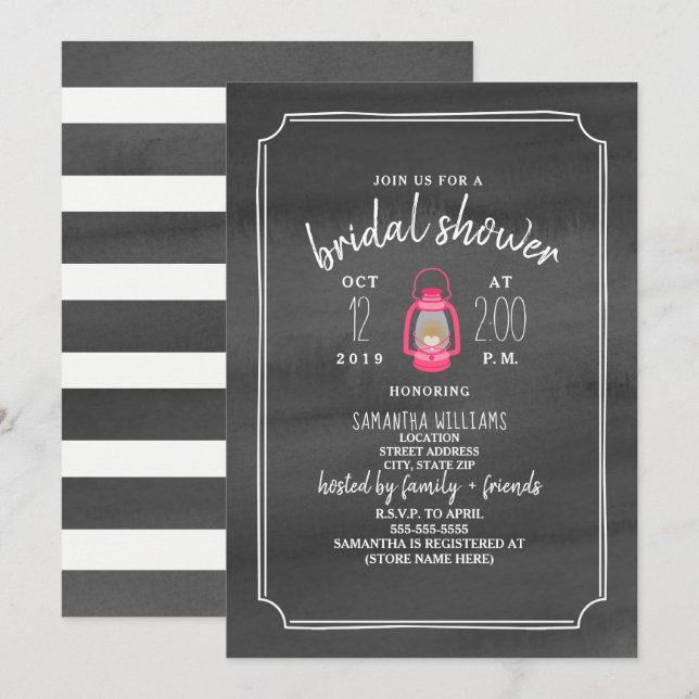Invitation Fête des mariées d'éblouissement d'aquarelle - Lan (Devant / Derrière)