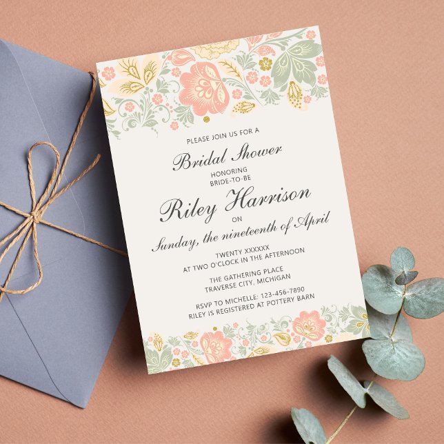 Invitation Fête des mariées d'épaisseur florale à broche (Créateur téléchargé)
