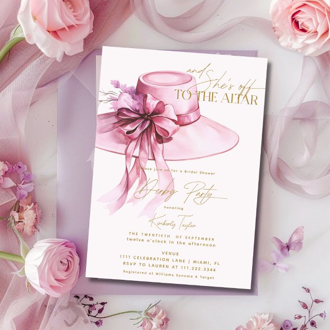 Invitation Fête des mariées Derby Casquette rose (Créateur téléchargé)